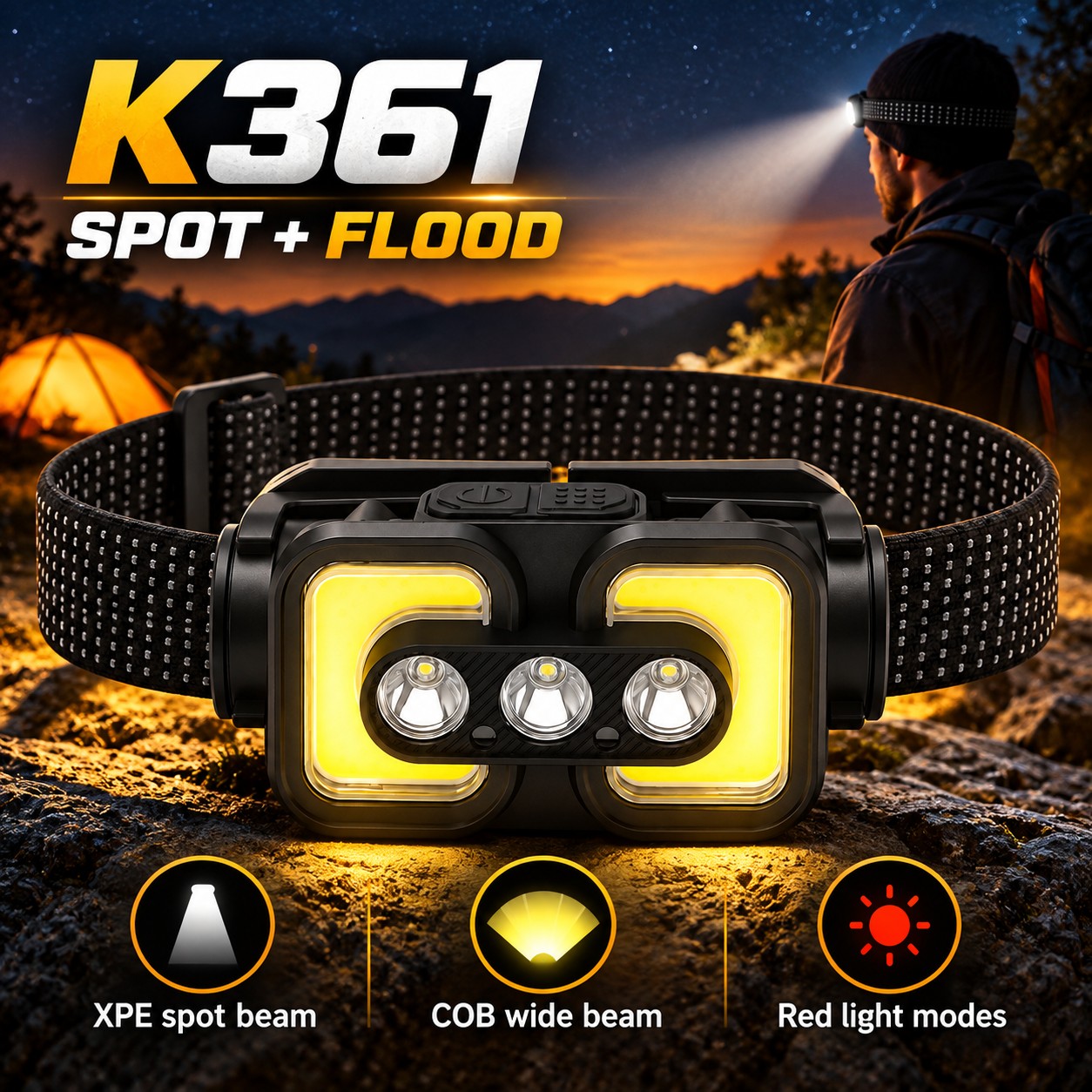 Main product image of K361 COB LED Rechargeable Headlamp, 3W, 1200mAh for Work