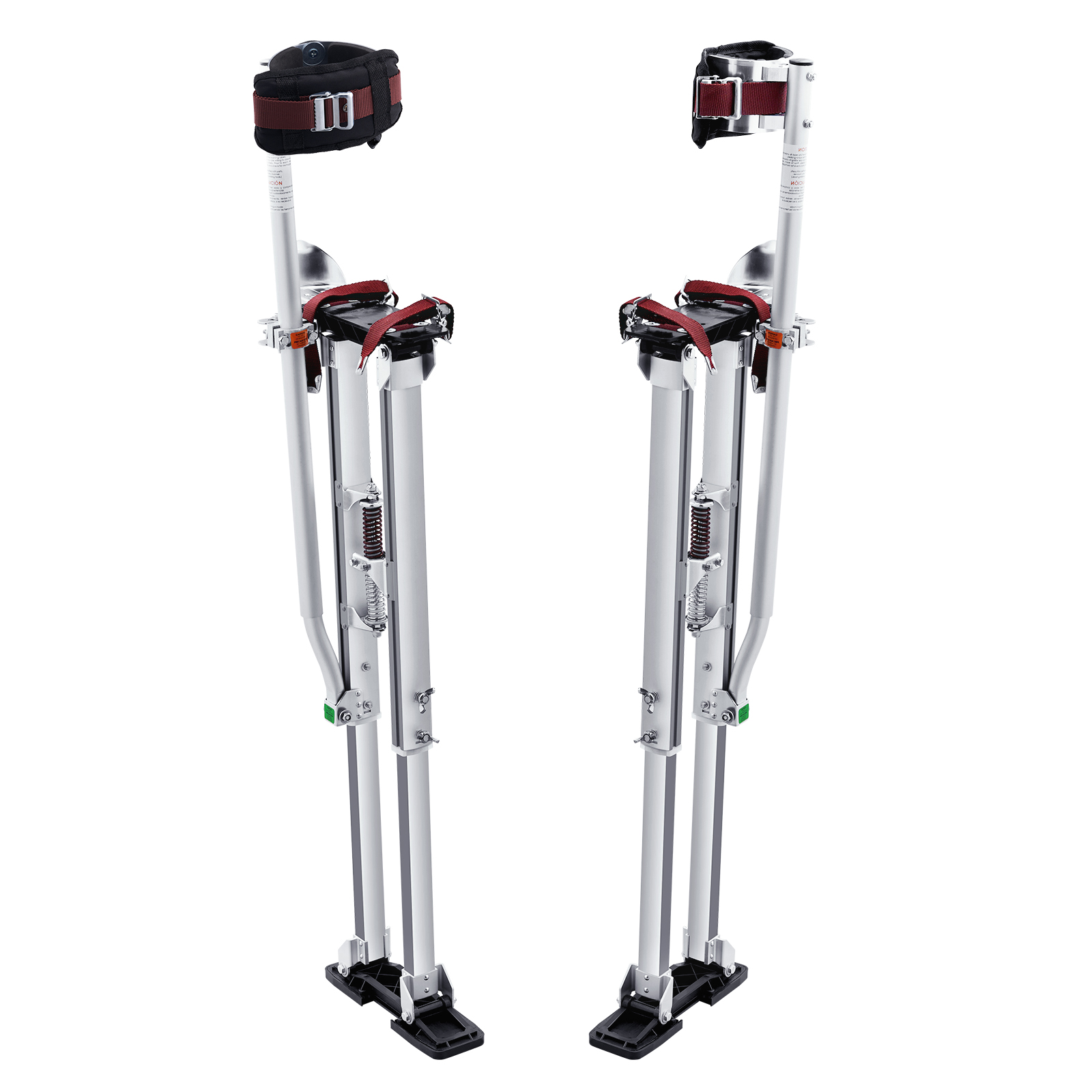 Main product image of Drywall Stilts, 36-50 in. Adjustable Aluminum, Knee Pads, Silver