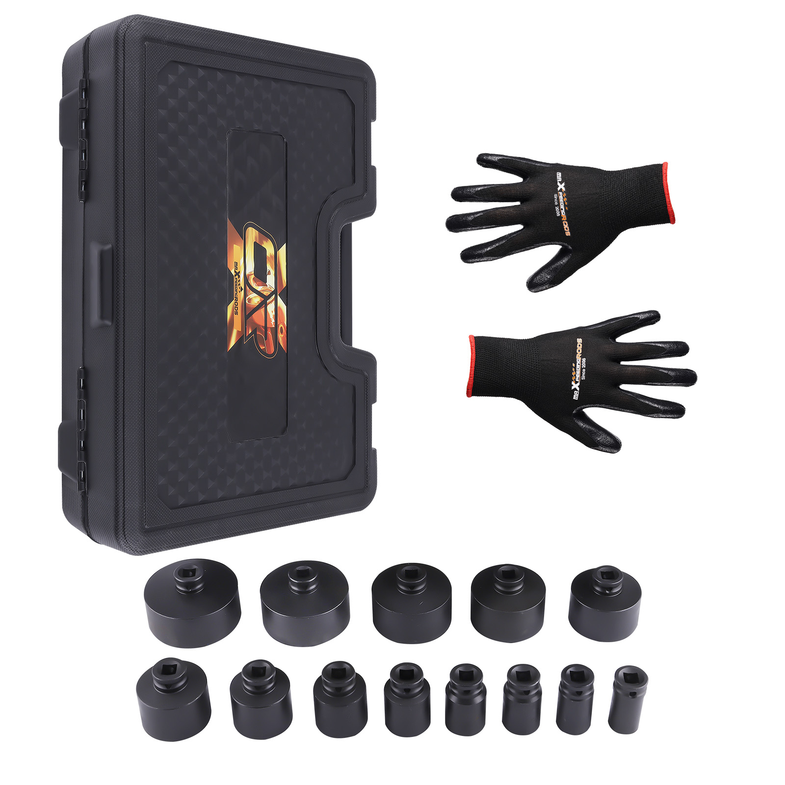 Main product image of 13-Piece 1/2 inch Drive Grooved Locknut Socket Set, 60mm Long, 18-80mm