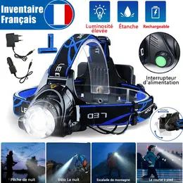 Product image of Rechargeable LED Headlamp with Zoom, 3 Modes, 2x 18650 Batteries