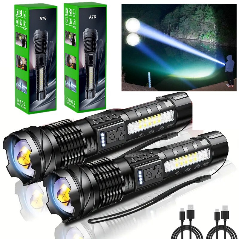 Main product image of Lampe De Poche Rechargeable LED Flashlight Zoomable Tactical Torch Police Super Bright Work Light Lamp 3 Light USB Charging Torche