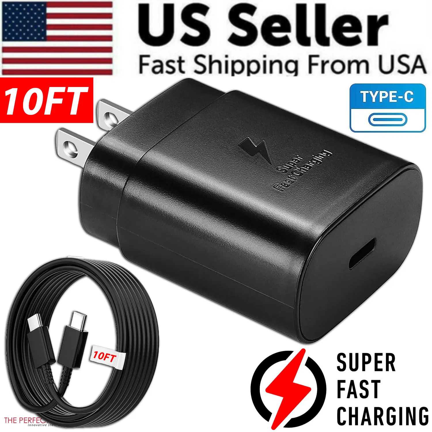 Main product image of 25w Super Fast Charger Type USB-C 10FT Cable For Galaxy S23 S22 S21 S20