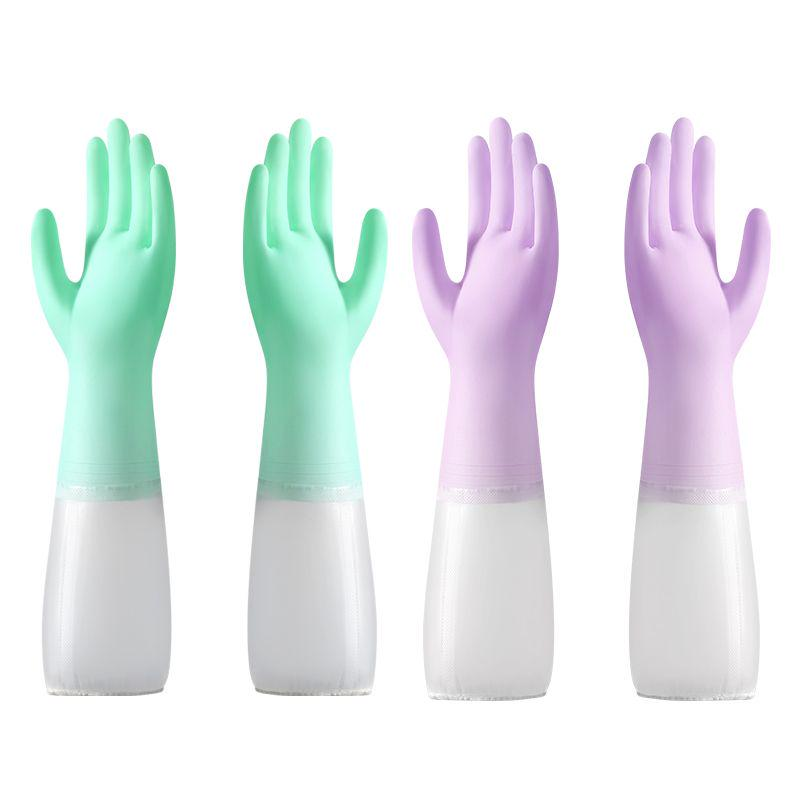 Household gloves-Thin sleeves-Purple-PVC-One size fits all-1 pair