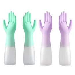 Household gloves-Thin sleeves-Purple-PVC-One size fits all-1 pair
