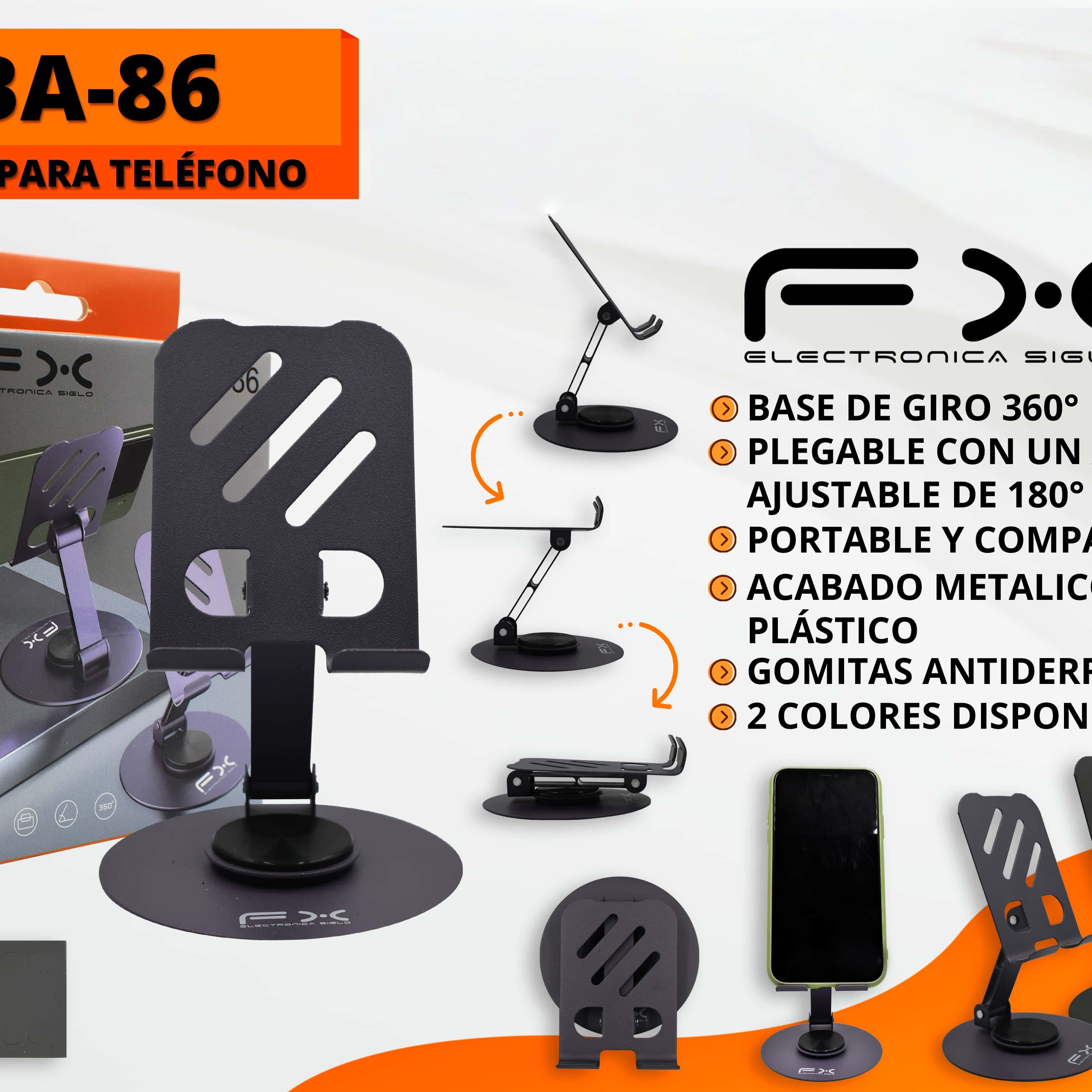 Main product image of Desktop Mobile Phone Holder, 360° Rotating, Foldable, Adjustable