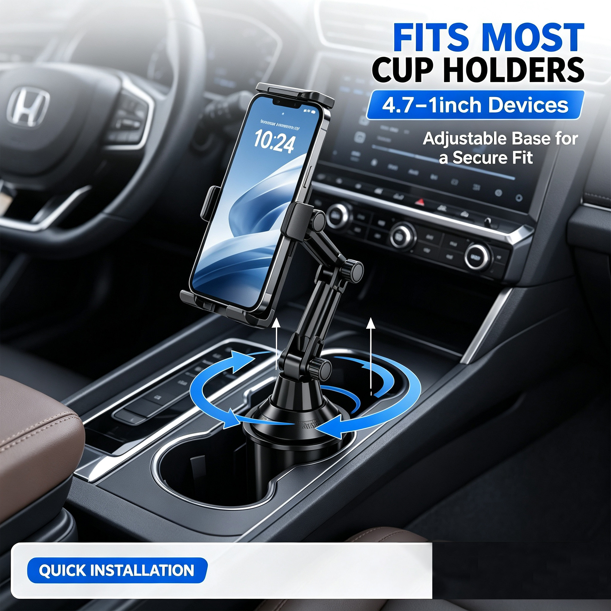 Main product image of Car Cup Holder Phone Tablet Mount with Long Adjustable Arm