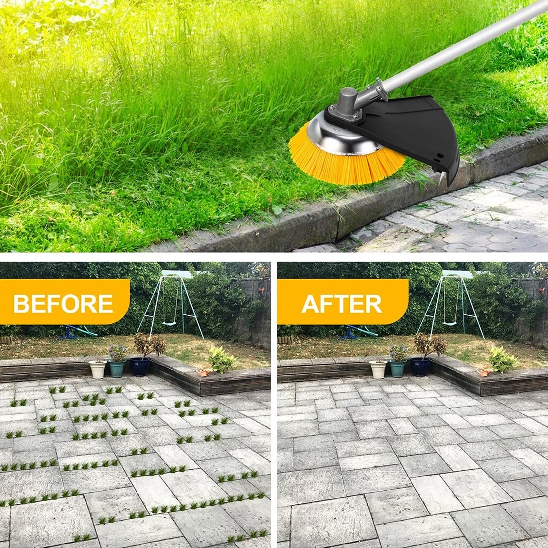 Main product image of 8 Inch Nylon Brushcutter Strimmer Brush Head For Moss And Path Weed Removal UK