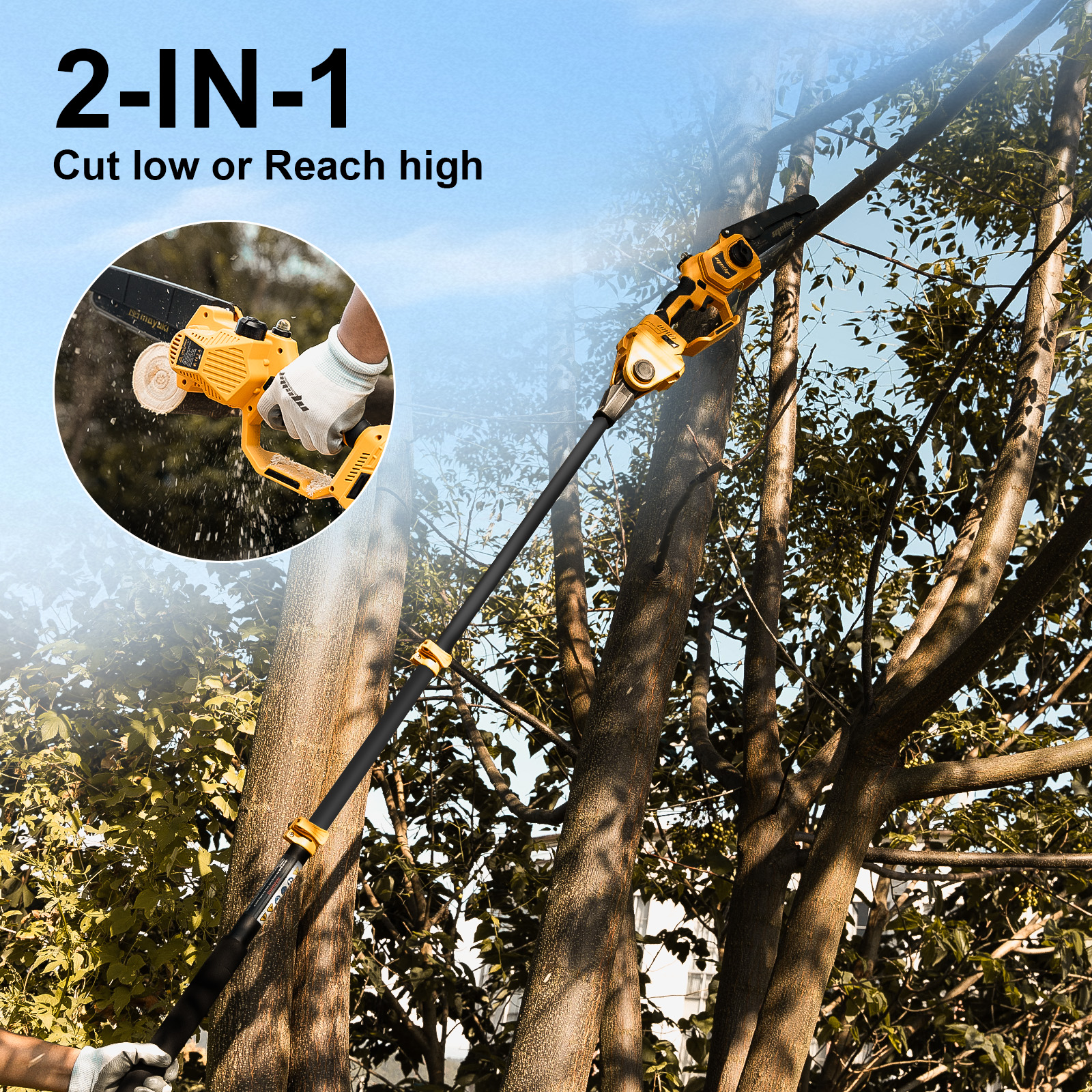 Main product image of 8 Inch 20V Brushless Cordless Pole Saw, Tool Only