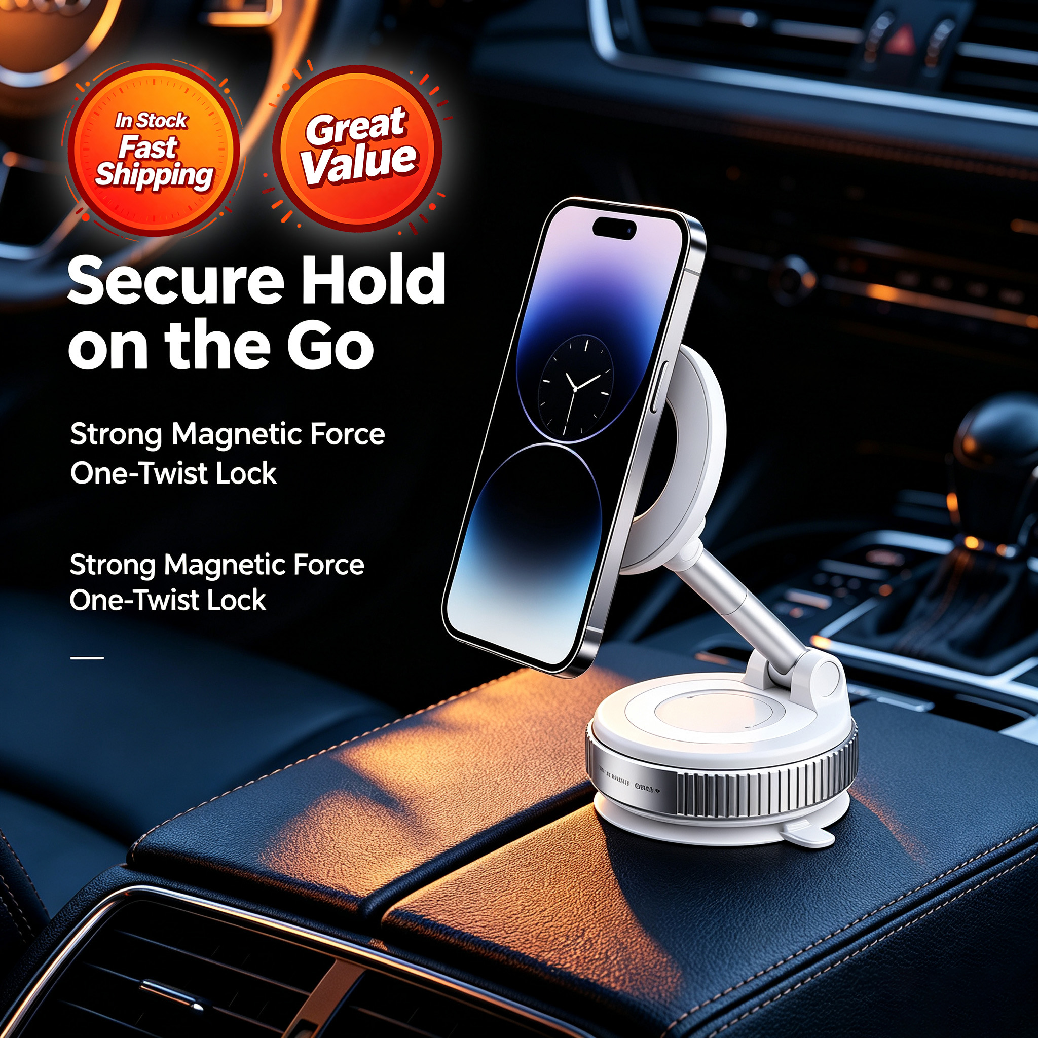 Main product image of Magnetic Cell Phone Mount, Vacuum Suction Cup, Car Dashboard Windshield