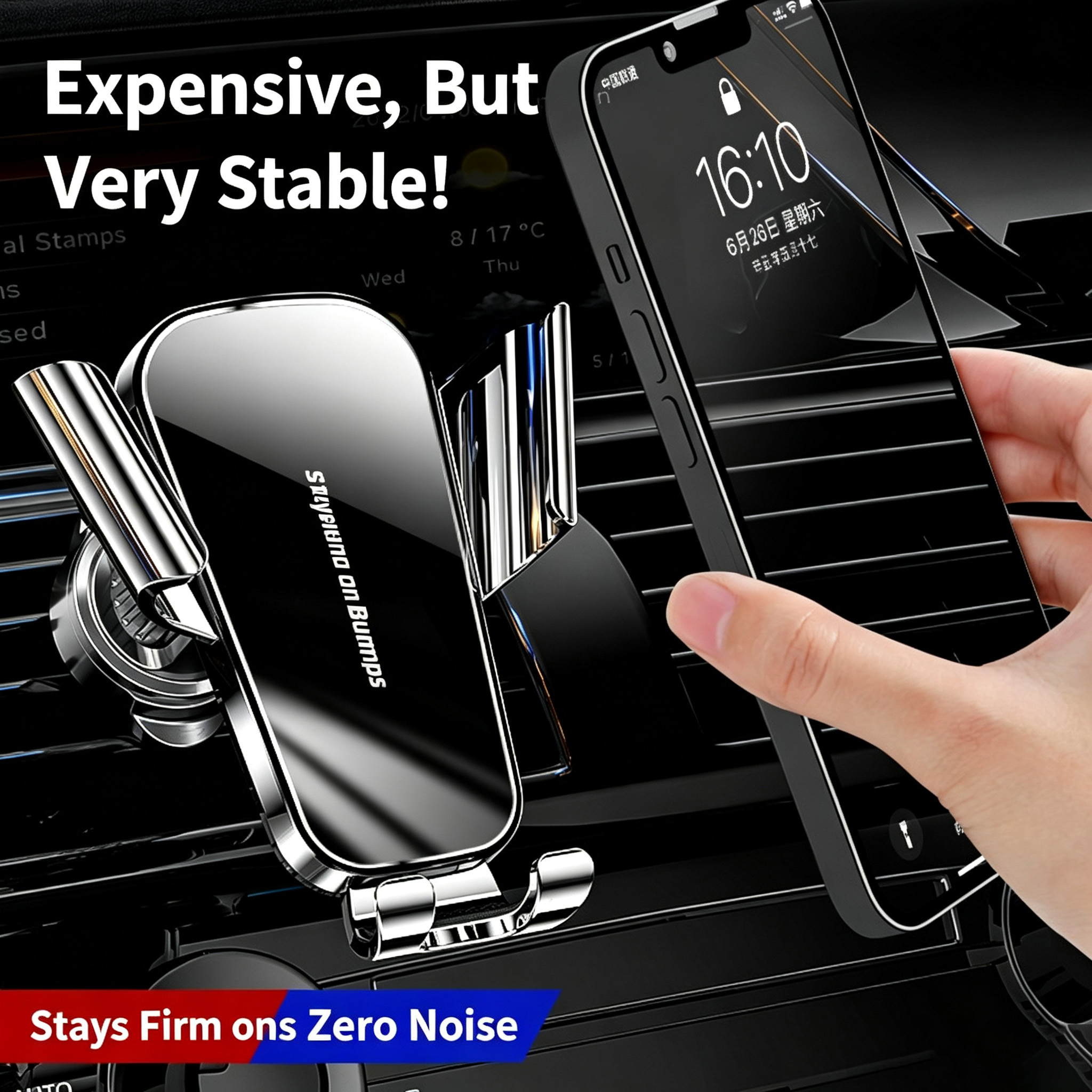 Main product image of Universal Air Vent Car Phone Mount, Anti-Shake Hook Clip