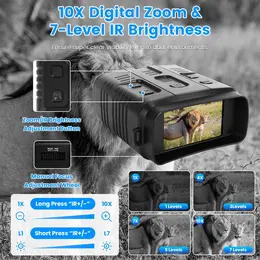 4K Full-Color Night Vision Binoculars, 10X Zoom, 2624ft Range, 3in Screen, 64GB
