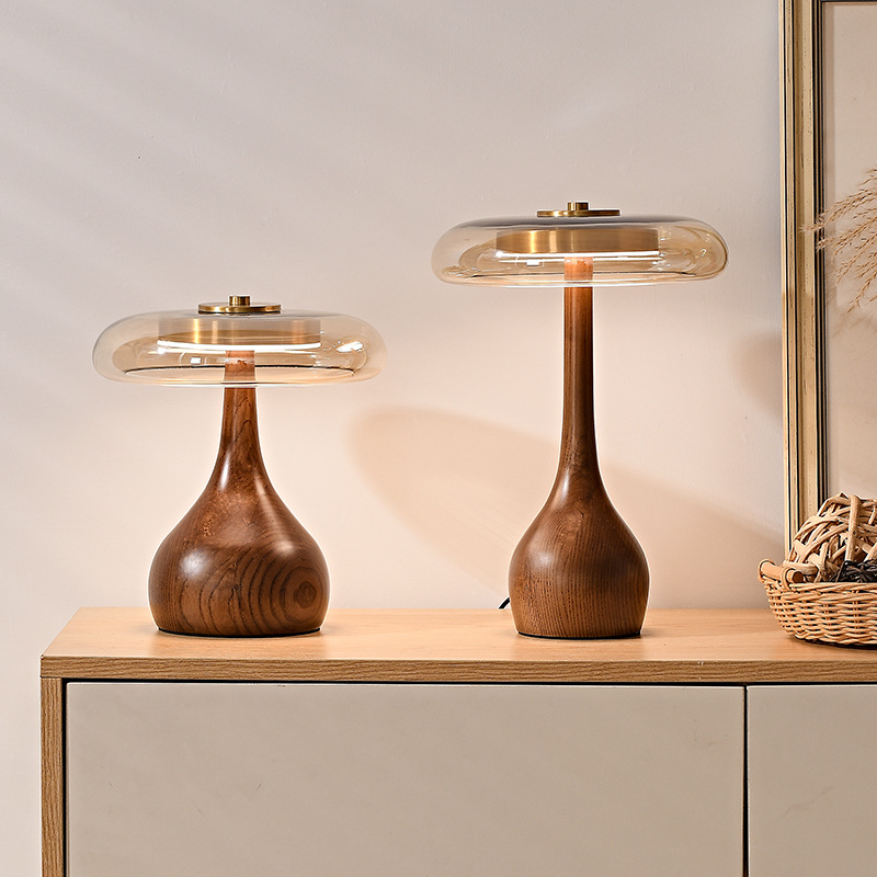 Solid Wood Bedroom Bedside Lamp Japanese Retro