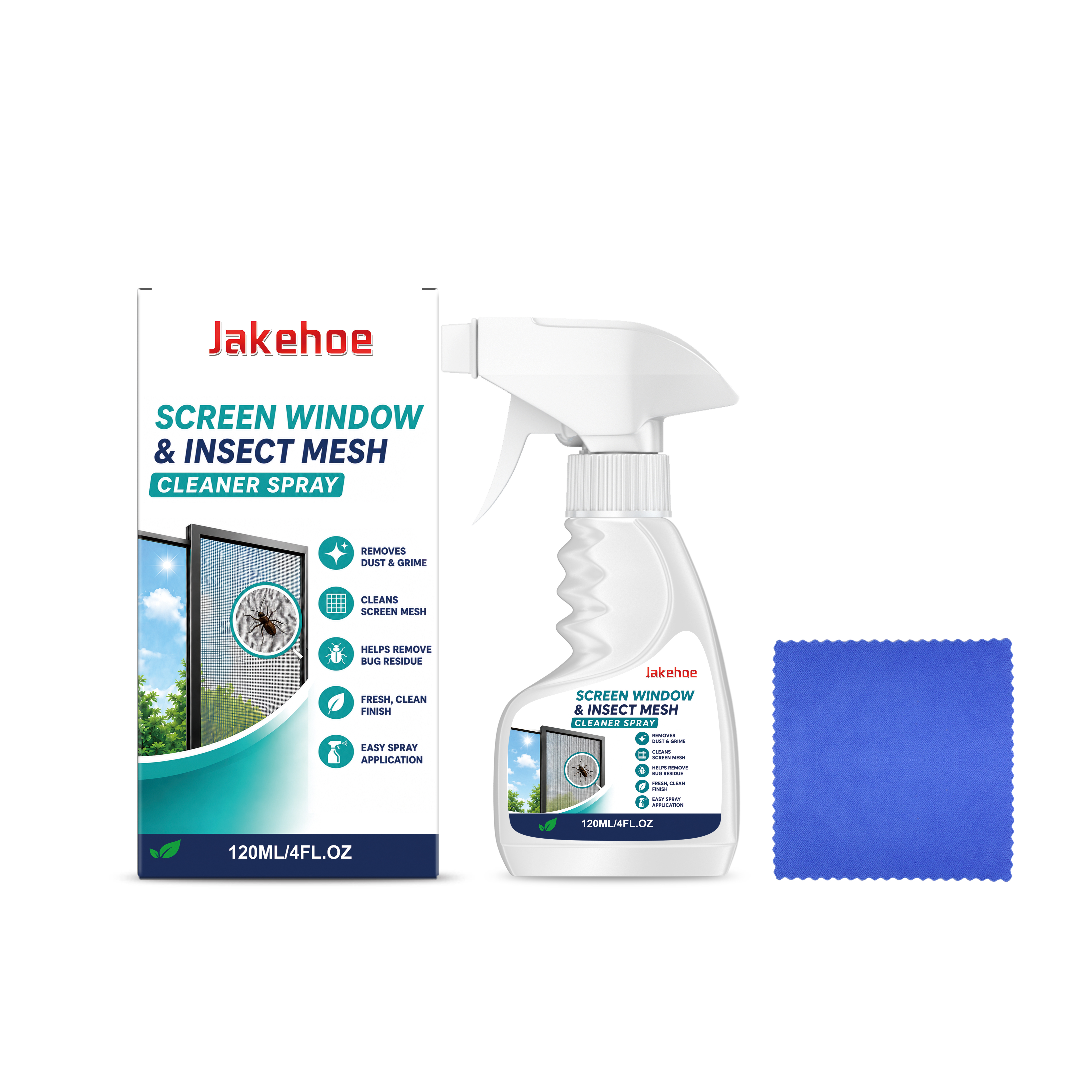 Main product image of JAKEHOE Screen Window & Insect Mesh Cleaner Spray, 120ml +1, Cleaning Agent for Home Cleaning