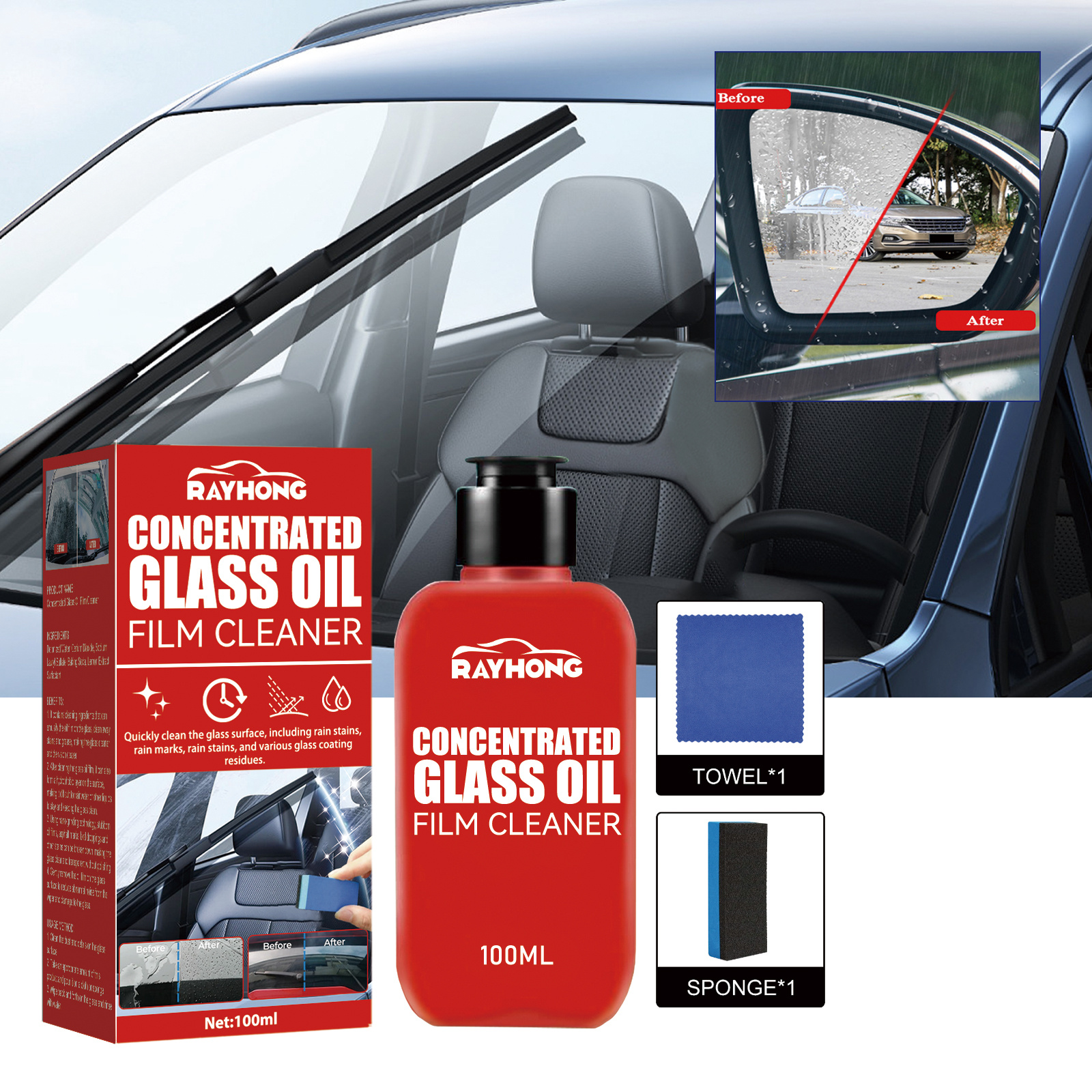 Main product image of Concentrated Glass Oil Film Cleaner, Cleaning Agent for Home Cleaning