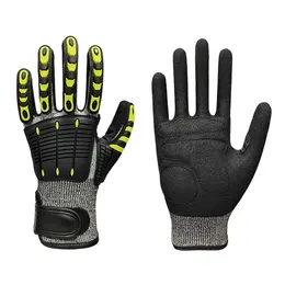 Heavy Duty TPR Impact Gloves - Cut Resistant Mechanics Work Gloves With Anti-Crush Finger Protection, Oil Resistant & Anti-Slip Grip For Construction  Rigging