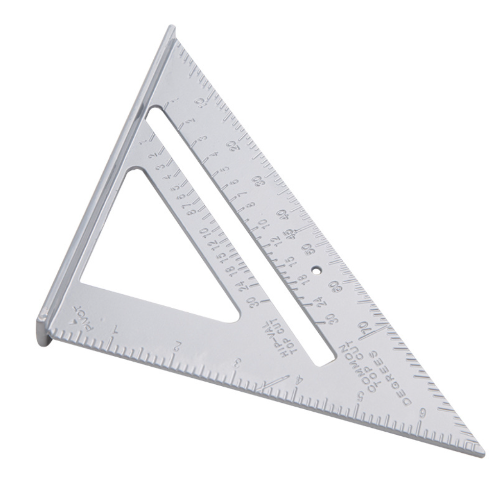 7-inch Multi-functional Metric & Imperial Triangle Ruler, Woodworking Drawing Tool, 90-Degree Metal Right Angle Ruler