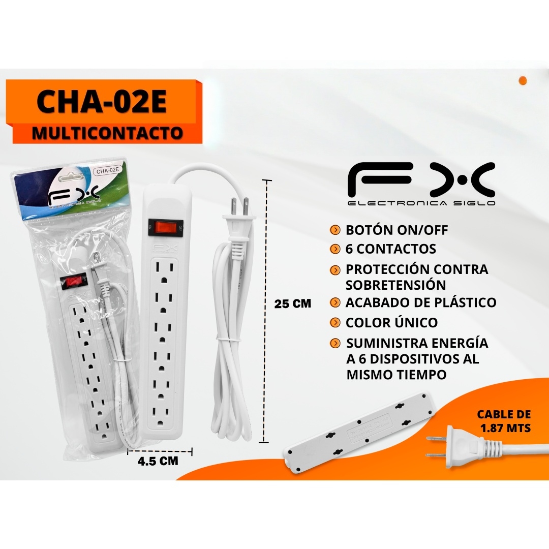 Main product image of 6-Outlet Power Strip with Switch and Overload Protection, White