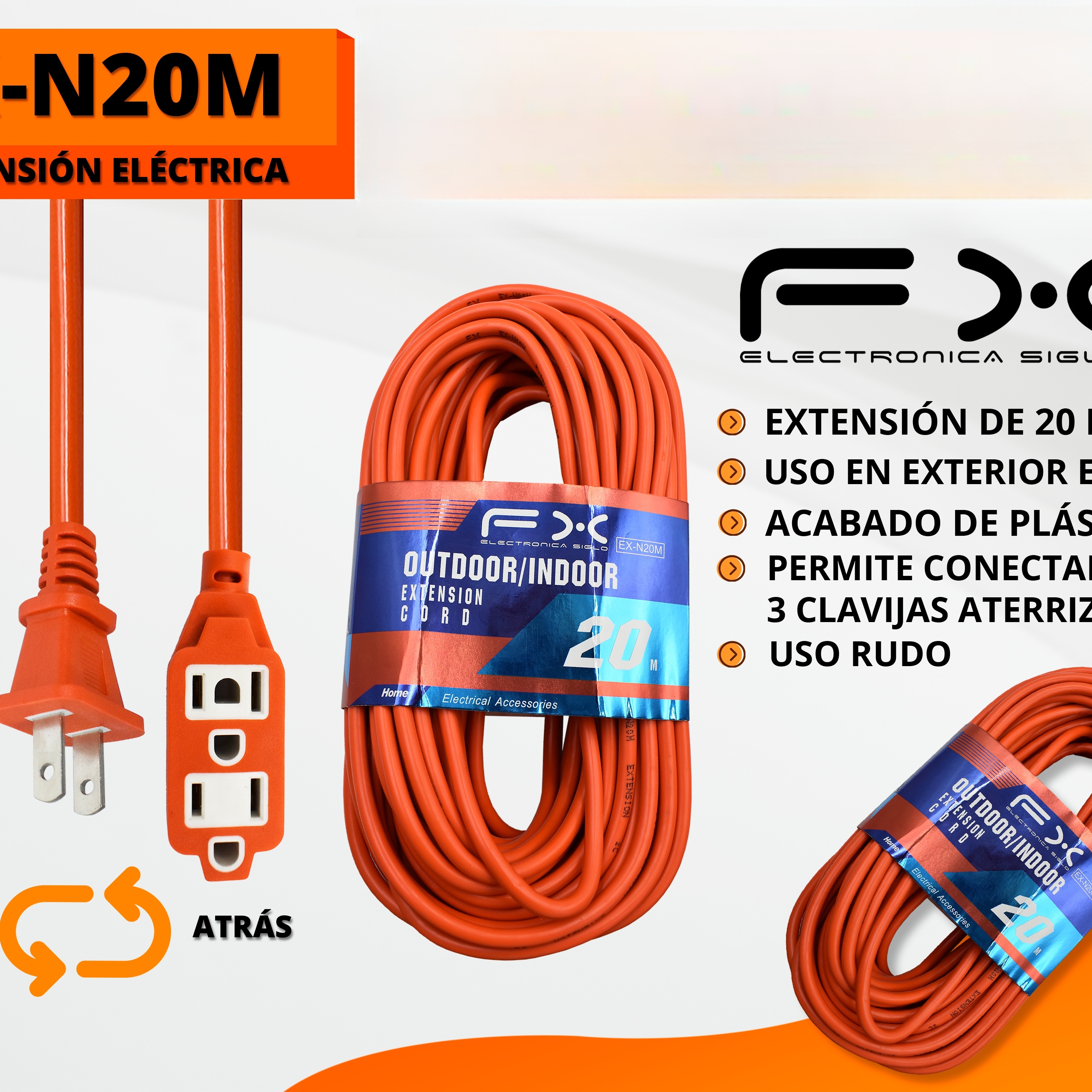 Main product image of 20.3m Grounded Extension Cord, Indoor/Outdoor Rated
