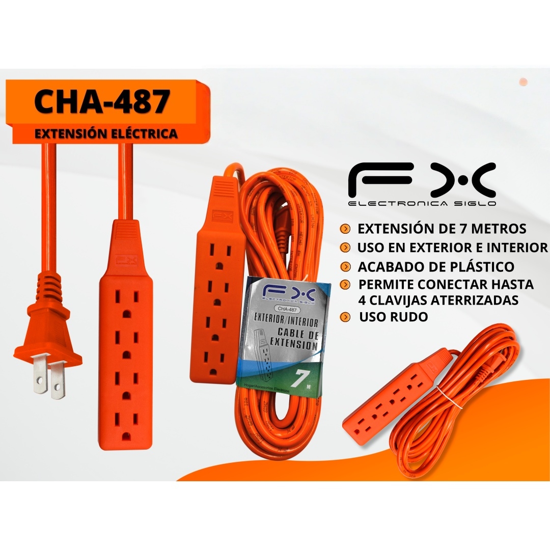 Main product image of Power Strip Extension Cord, 7.4m, Grounded, Indoor/Outdoor, Orange Plastic