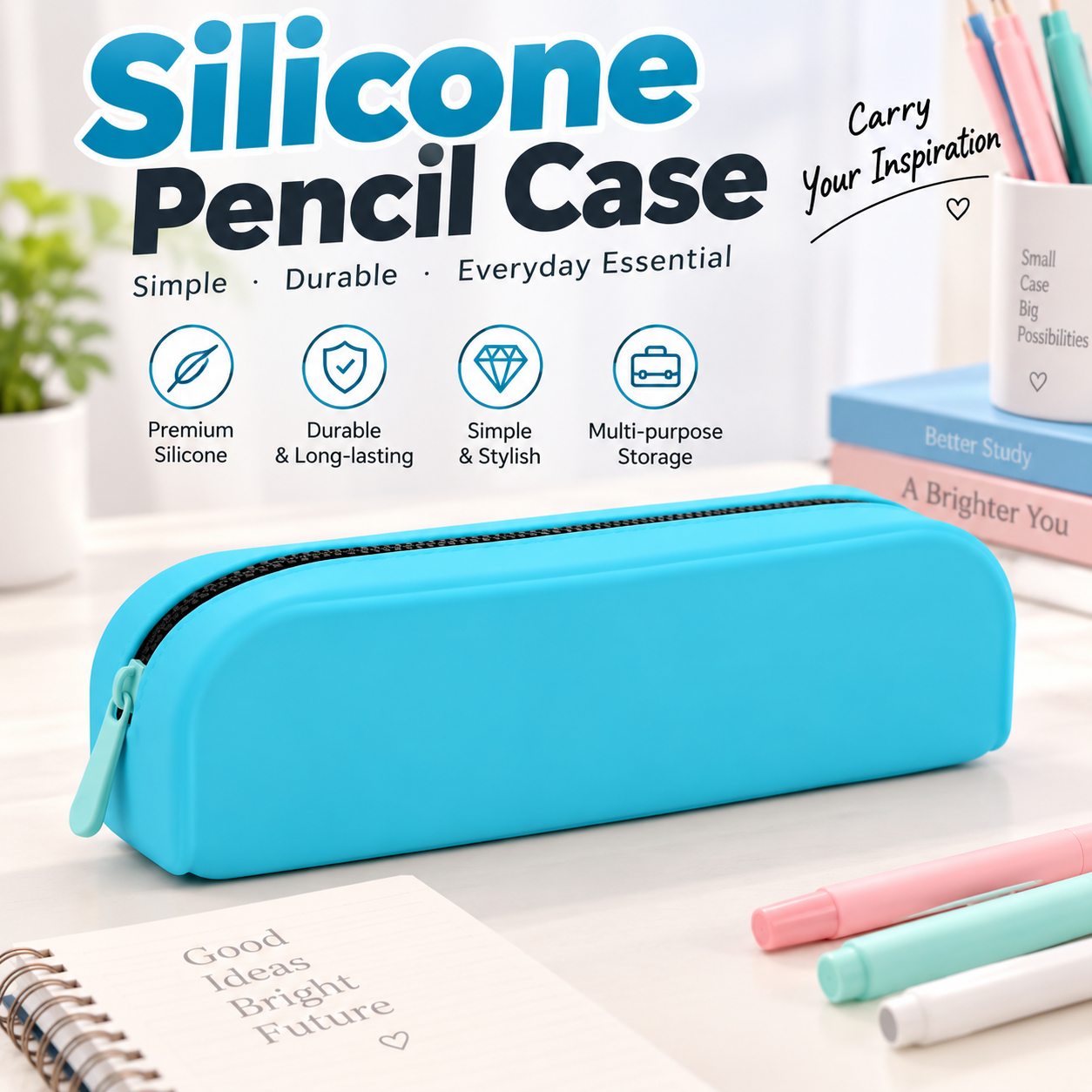 Main product image of Silicone Zipper Pencil Case, Soft, Waterproof