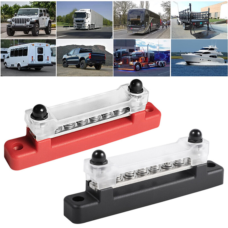 Main product image of 12-Terminal Bus Bar with Cover, 12V Distribution, 2-Pack