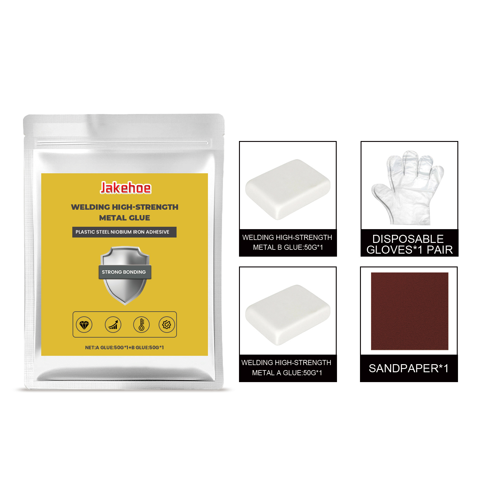 Main product image of Adhesive, Welding metal glue, Metal repair clay, with A glue: epoxy resin