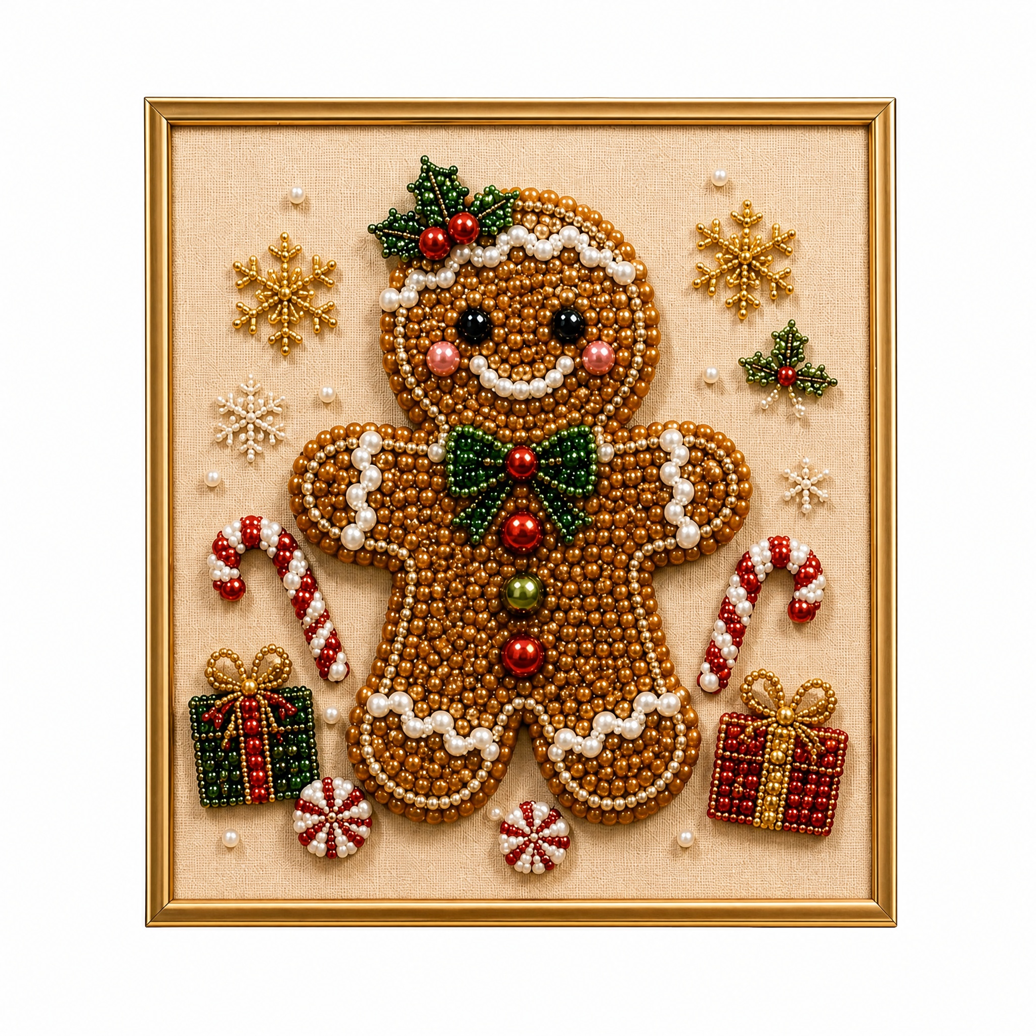 Main product image of Festival Supplies, Gingerbread Man Square Diamond Painting with Pearl and Rhinestone Accents