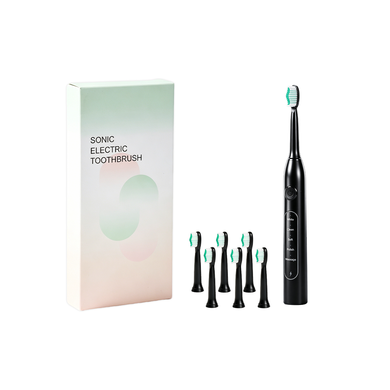 Main product image of CH-926 Black Electric Toothbrush with 6 Replacement Brush Heads, 6 Brushes for Daily Oral Care