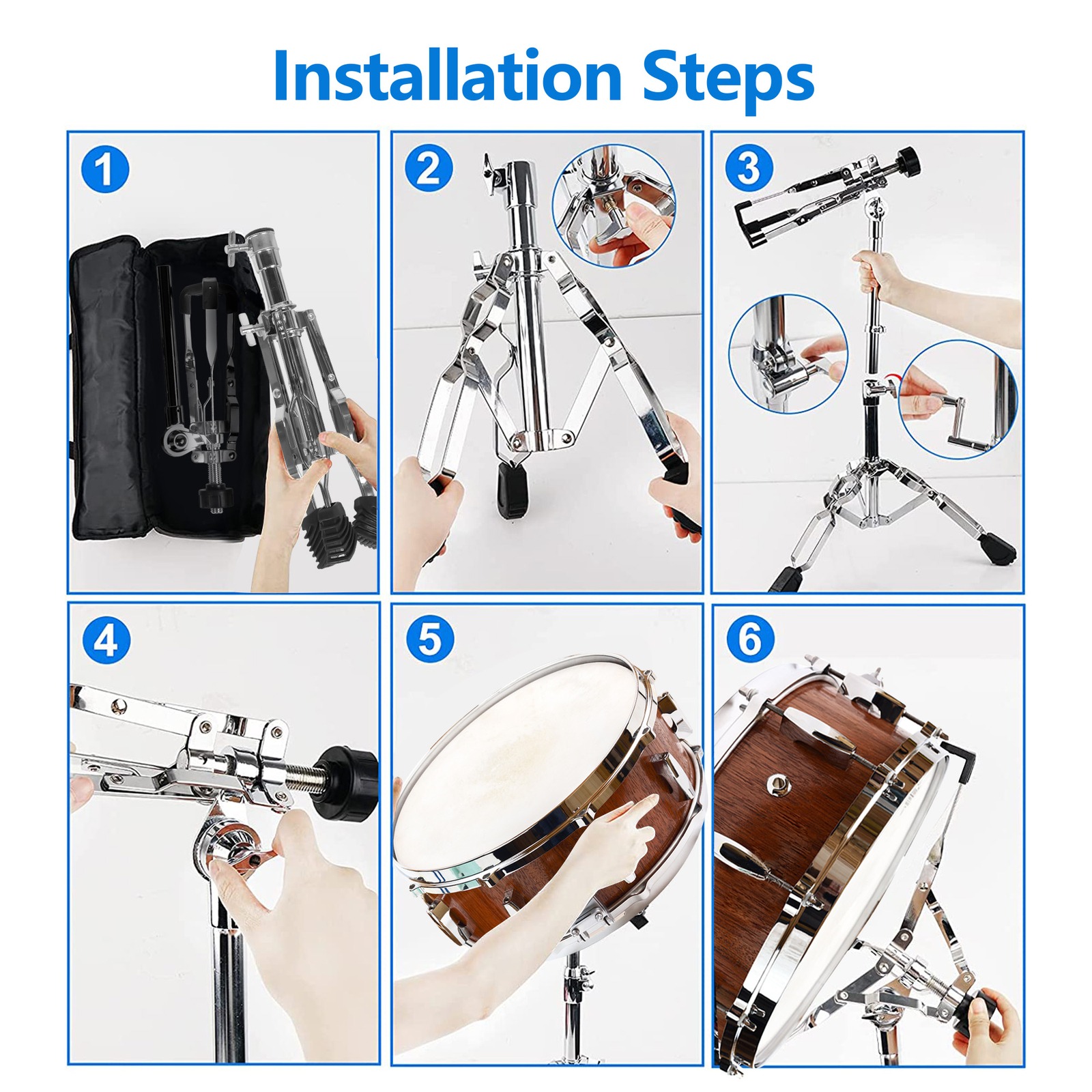 Main product image of Snare Drum Stand Double Braced Adjustable Height 400550mm For 1015 Drums