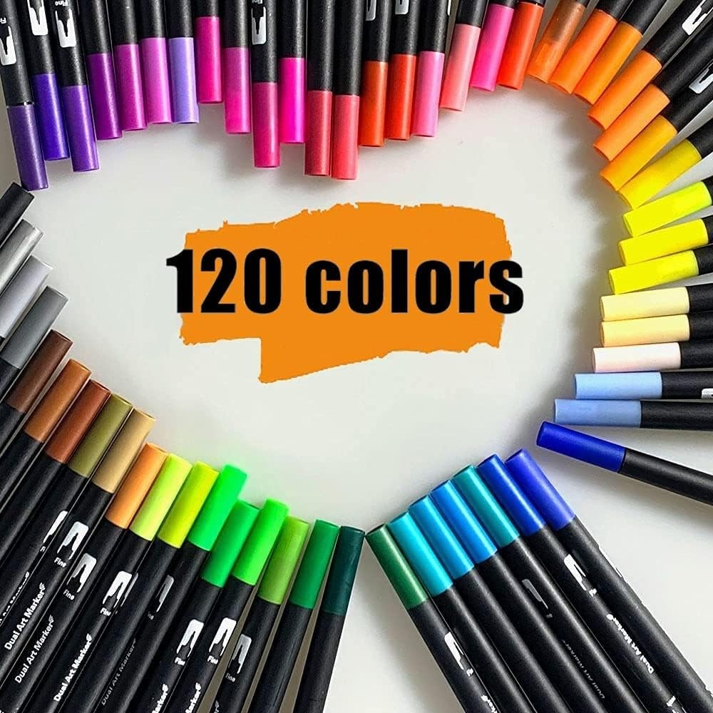 Main product image of 120 Colors Acrylic Paint Markers,Dual Brush Tip Dual Colors Acrylic Paint Pens