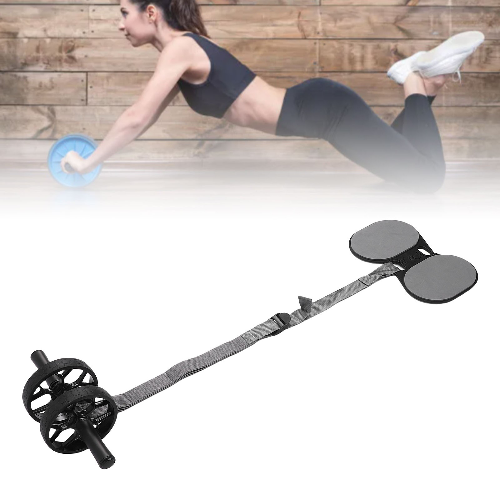 Main product image of Abdominal Wheel Roller with Automatic Rebound, Pull Strap, Knee Pad