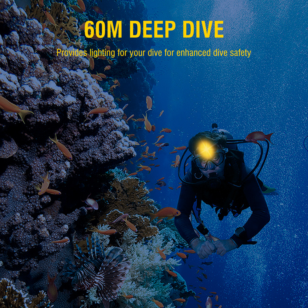 Main product image of Underwater LED Scuba Diving Headlamp Warm Lamp Dive Light Head Torch Flashlight