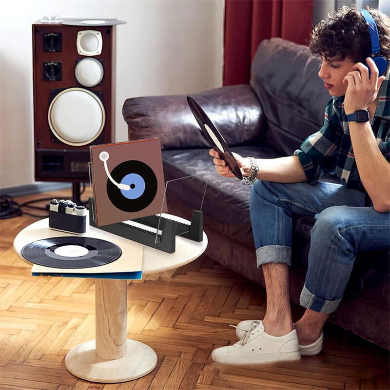 Main product image of Acrylic Vinyl Record Storage Display Flip Rack Solid Wood Base LP Record Holder
