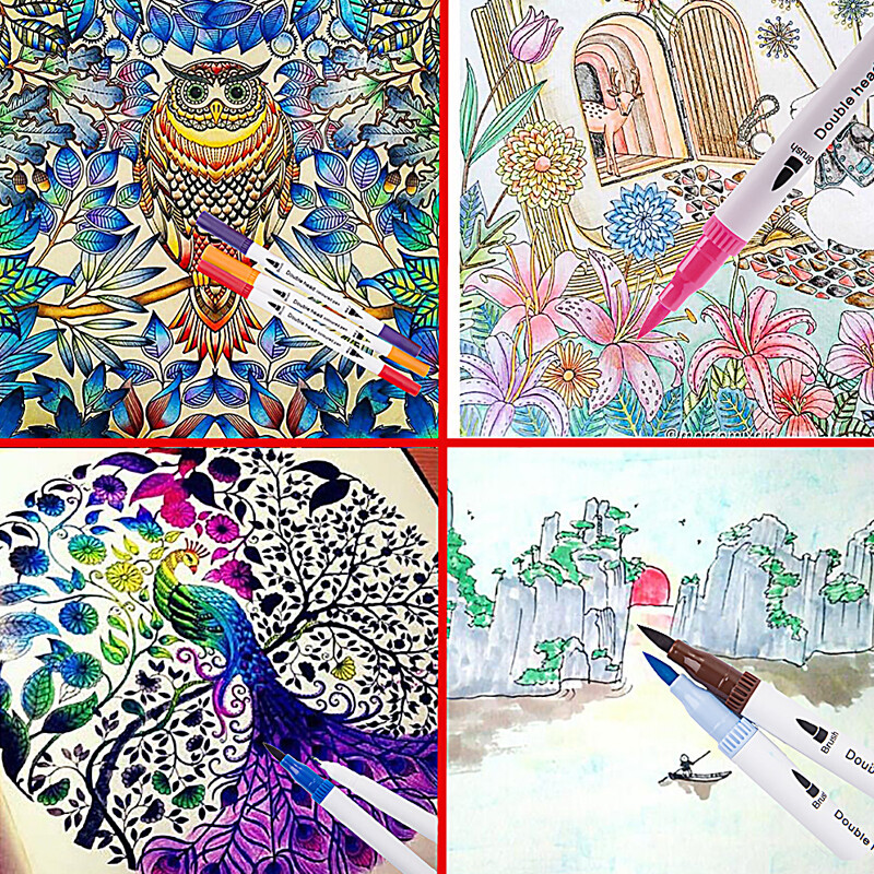 Main product image of 24pcs Colour Dual Tip Brush Pens Fineliners-Watercolour Art Markers Drawing XMAS