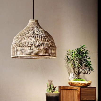 Bedroom Balcony Lantern Hemp Rope Pastoral Rattan Art Pendant Lamp