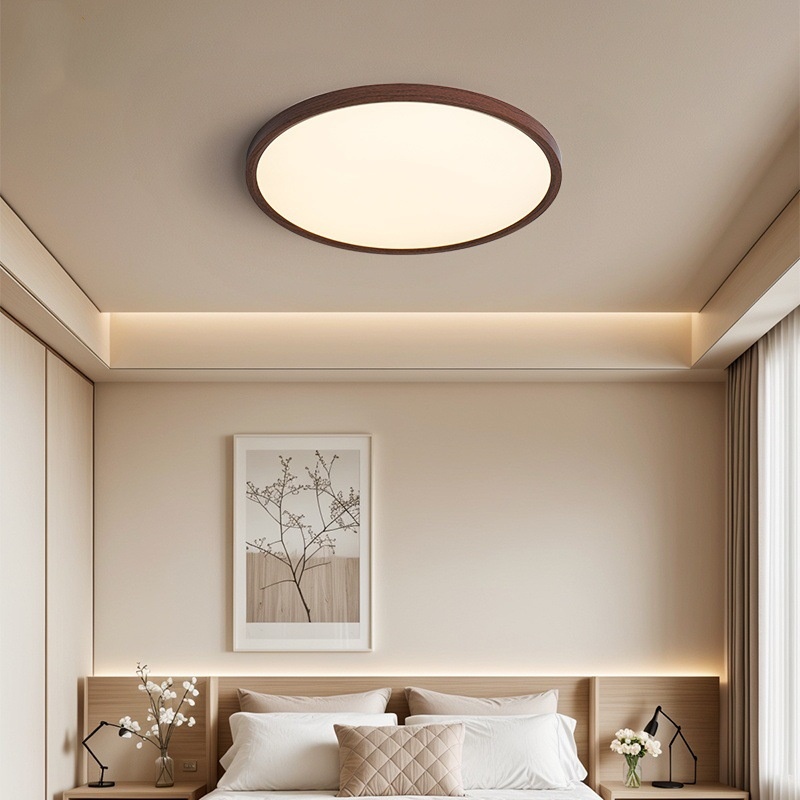 Ultra-thin Bedroom New Chinese Retro Solid Wood Living Room Simple Full Spectrum Eye Protection Ceiling Lamp