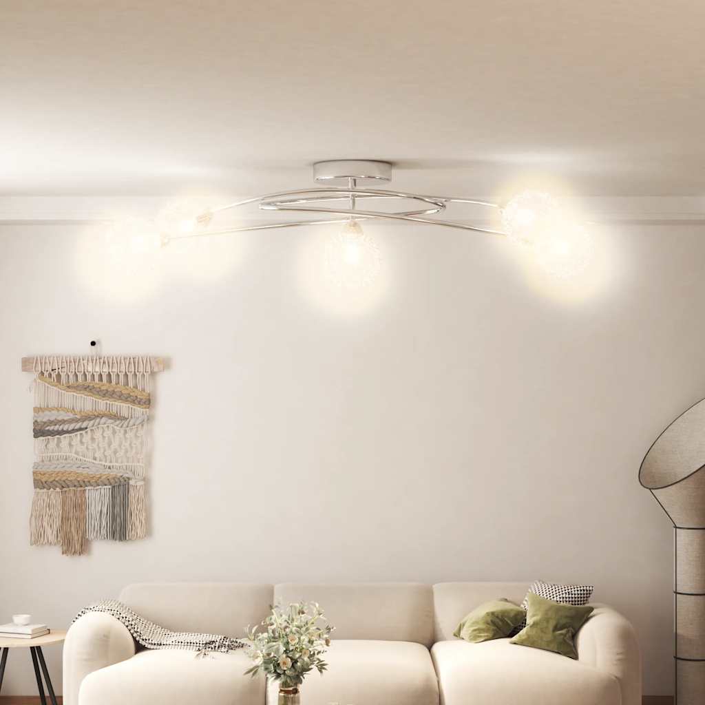 ceiling light with wire mesh shades for 5 G9 LED bulbs