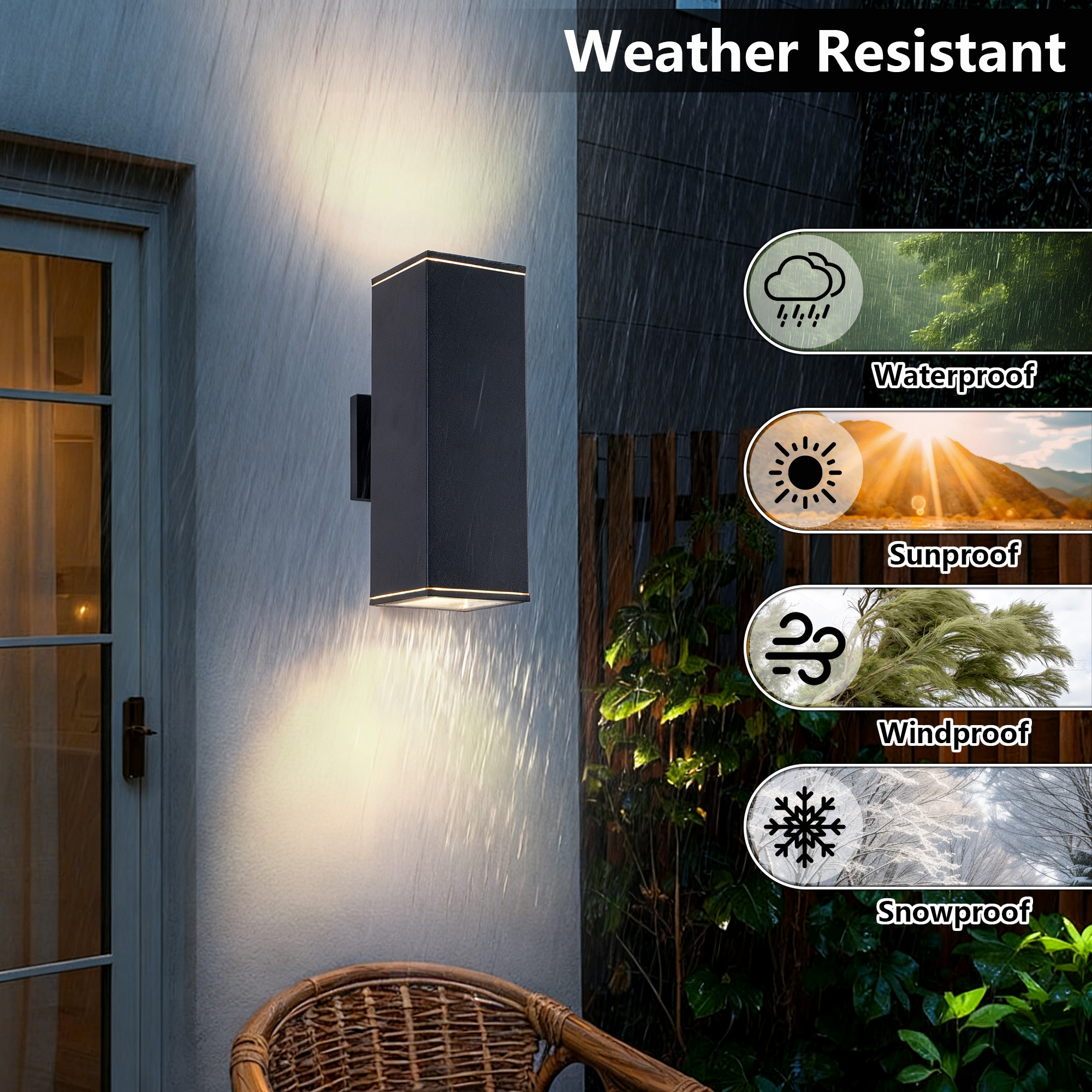 12in Outdoor Wall Lights 4 Packs,Modern Square Outdoor Porch Light,Square Cylinder Up Down Lights Aluminum Waterproof Wall Lighting Exterior Light For Porch Patio Garage No Bulb