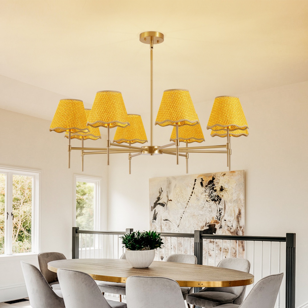 Golden Farmhouse Pendant Light 8-light Bohemian Pendant Light 38.6, Using Large Rural Rattan Pendant Light Fixtures With Adjustable Height Hangers, Suitable For E12 Base Bulb Not Included