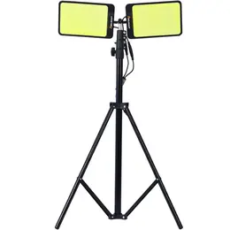 LED Work Light With Stand, 11200 Lumen Dual-Head Tripod Lights Construction, Outdoor Construction Light Stand Portable Stand Work Light With Remote, Waterproof Versatility Light For Jobsite Back-yard