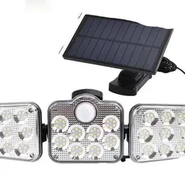 138 LED 3Heads Solar Motion Sensor Light Outdoor Garden Wall Security Flood Lamp