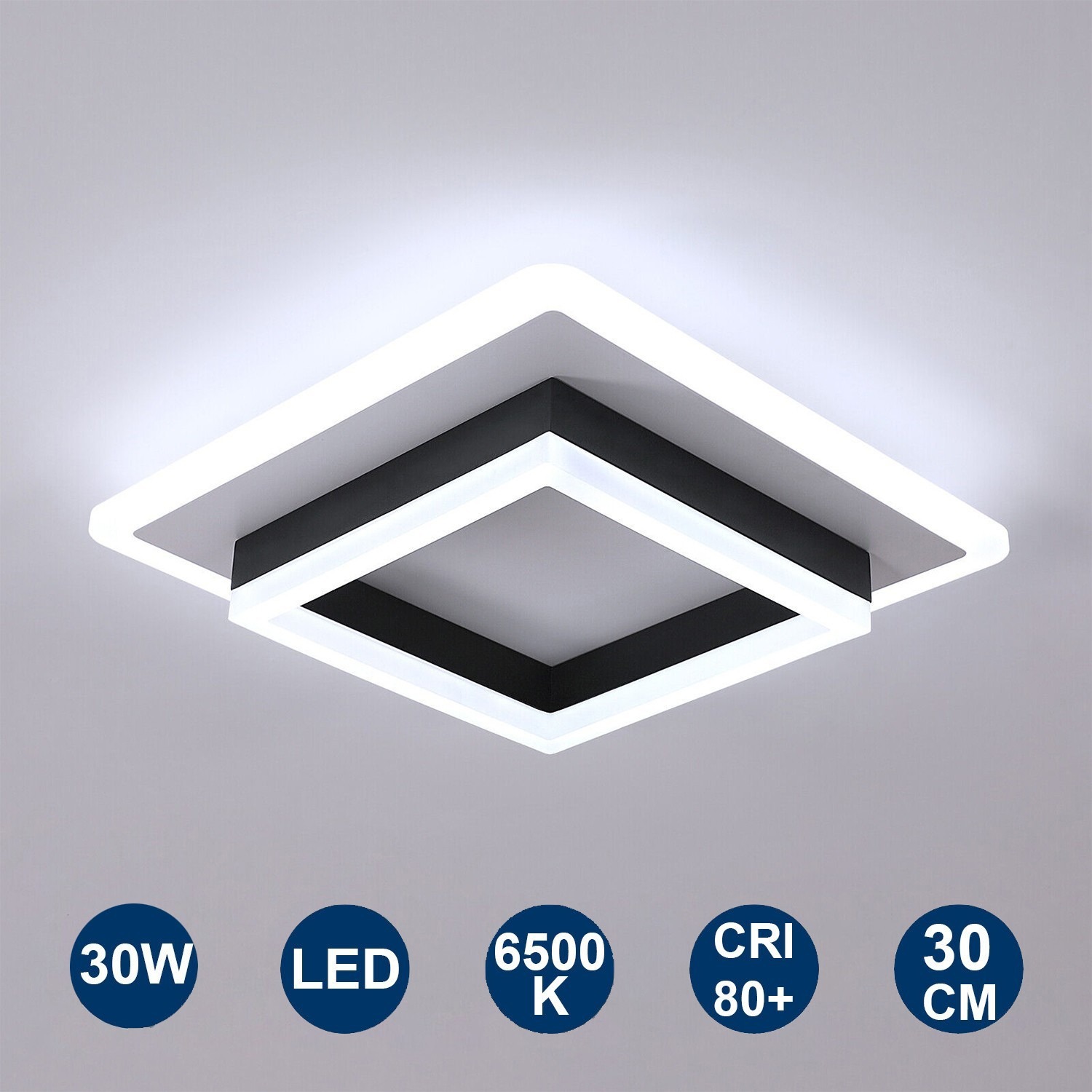 30W Ceiling Light Modern Square LED Cool White Chandelier For Living Room