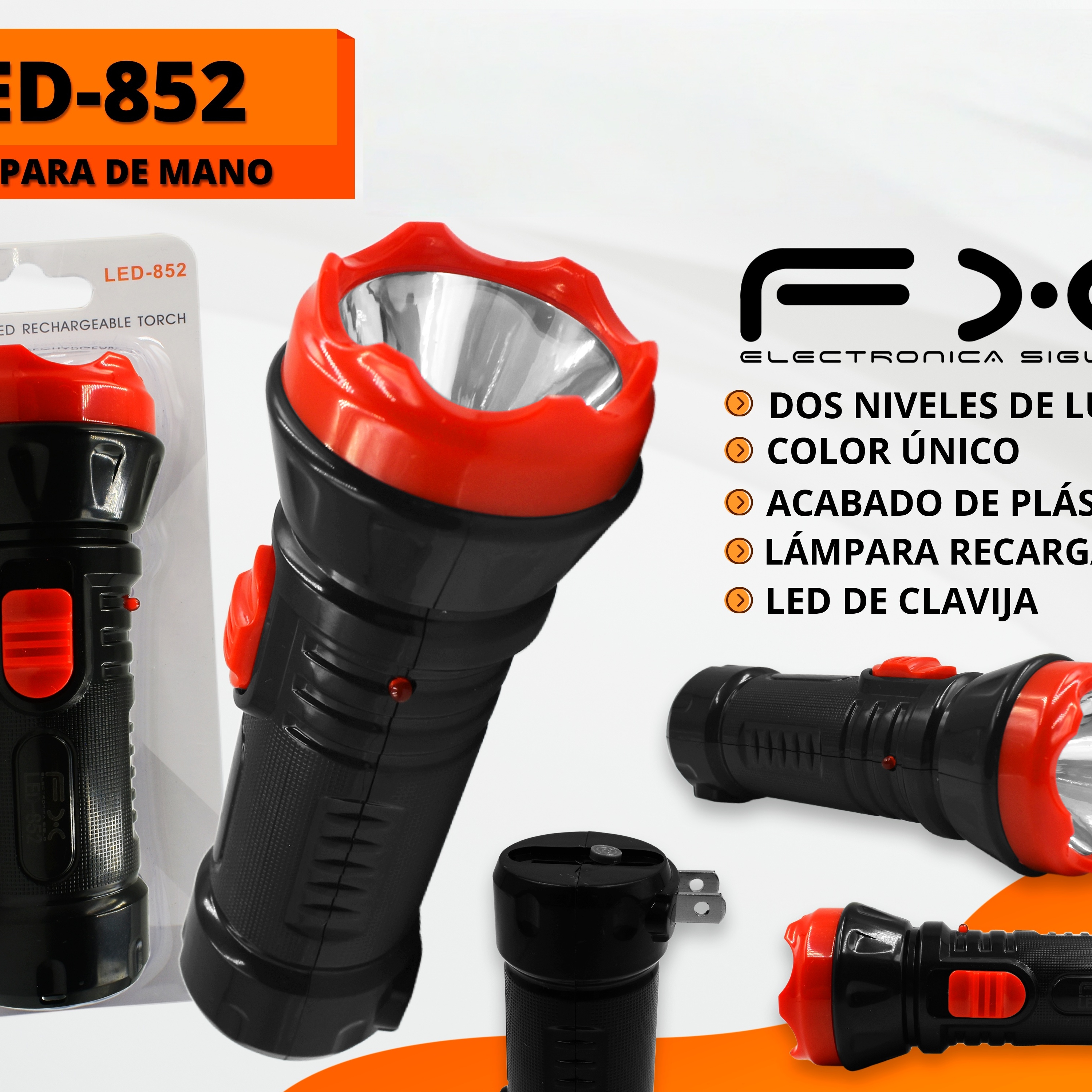 Main product image of Rechargeable LED Flashlight, Plug-in, Two Brightness Levels