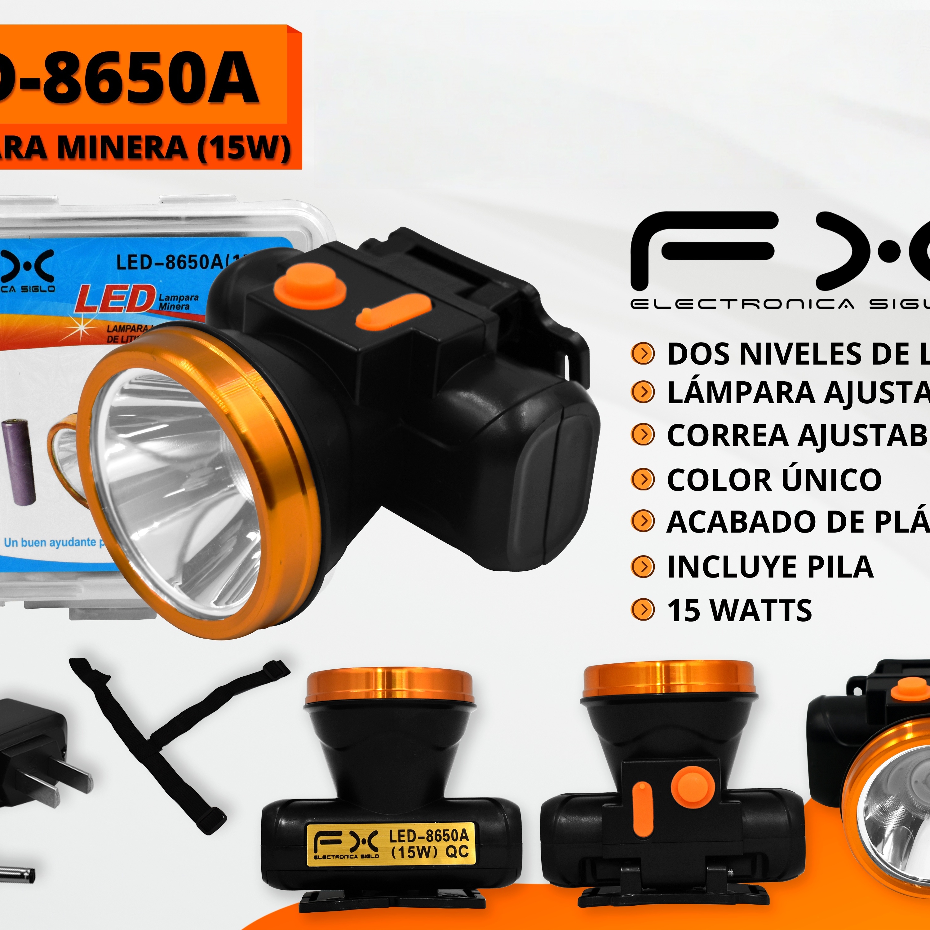 Main product image of LED Mining Headlamp, 15W, Two-Level Adjustable Brightness, Suspension Strap