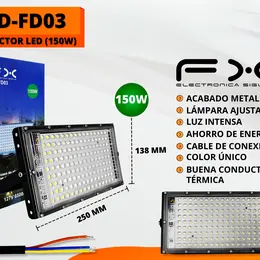Product image of LED Courtyard Floodlight, 150W 127V 6500K, with Connecting Cable