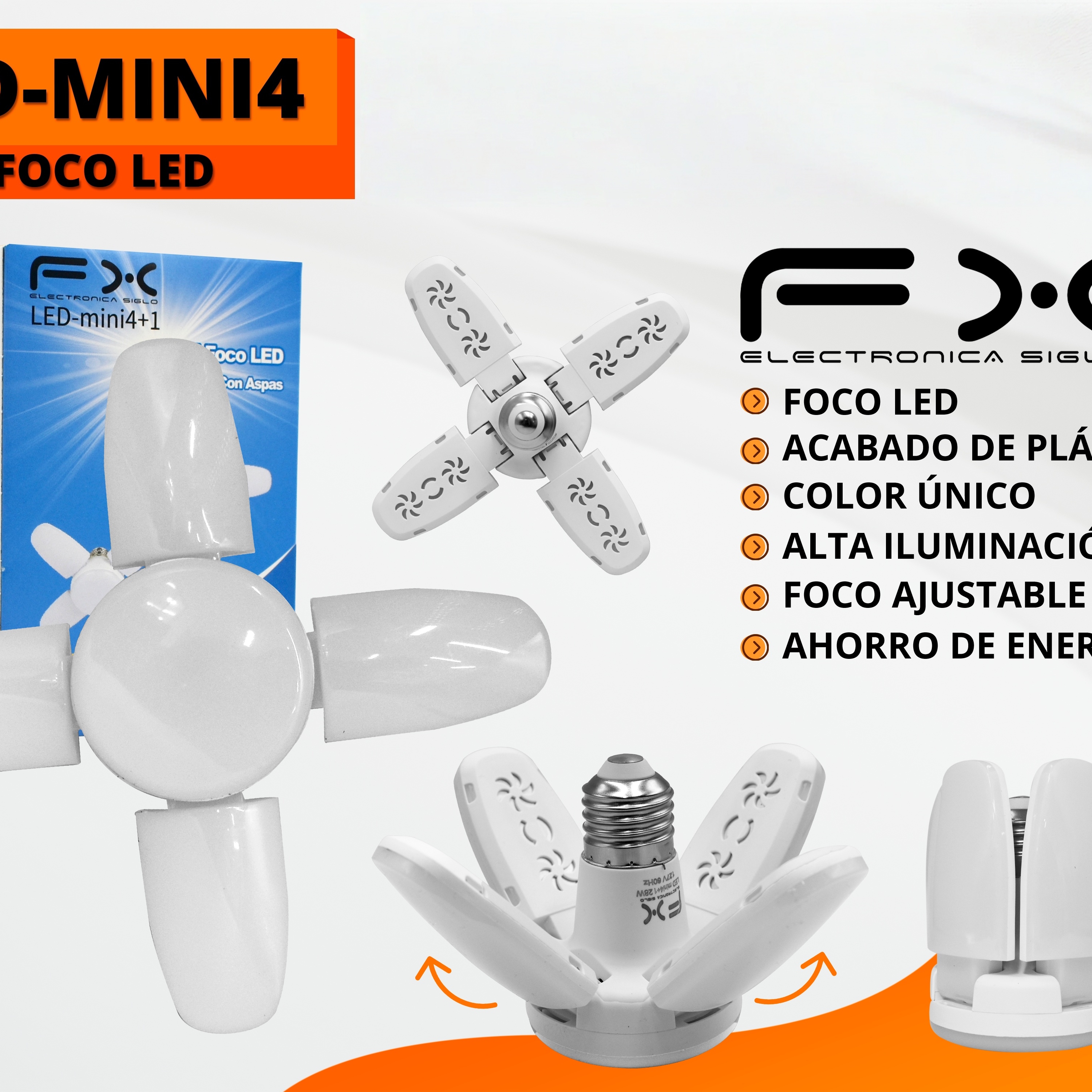 Main product image of 28W LED Foldable Spotlight Bulb with Adjustable Beam Angle