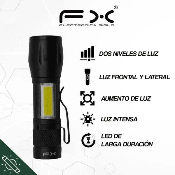 Main product image of Rechargeable LED Flashlight, Dual Brightness, Side Light, V8 Cable