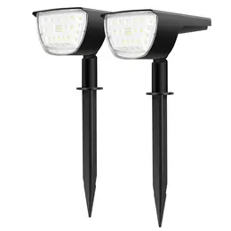 2Pcs 32 LEDs Solar Landscape Spotlights For Garden IP65 Waterproof With 3 Modes For Yard Garden Driveway Porch Walkway Pool Patio