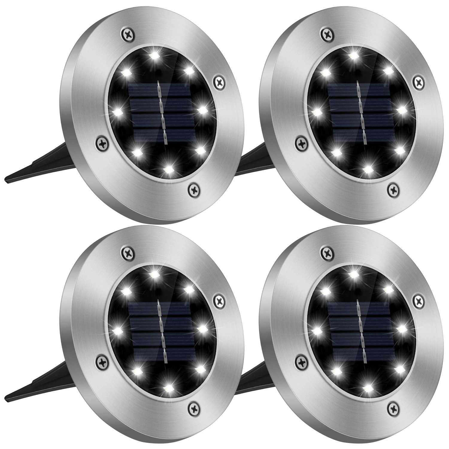 4Pcs Solar Powered Ground Light For Outdoor Garden Decoration IP65 Waterproof Buried In-Ground Lamp Decorative Path Deck Lawn Patio Lamp