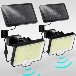 2-Pack Solar Motion Sensor Outdoor Floodlights 2600 Lumens, IP67 Waterproof